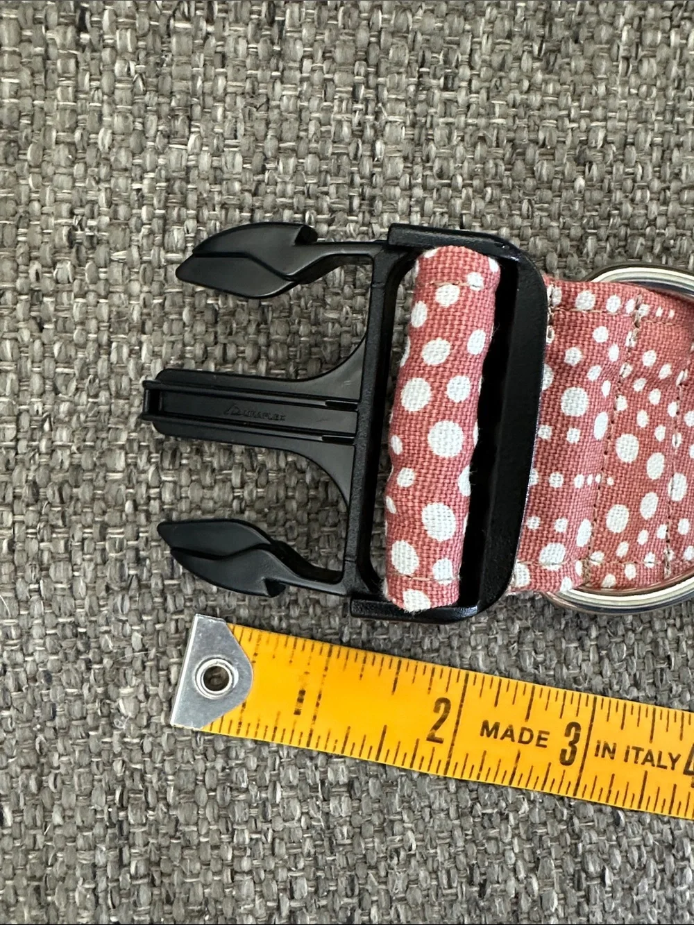 Mississippi Made Hollywood Feed Dog Collar Alyssa Pink Dot 1.5” Wide L/XL